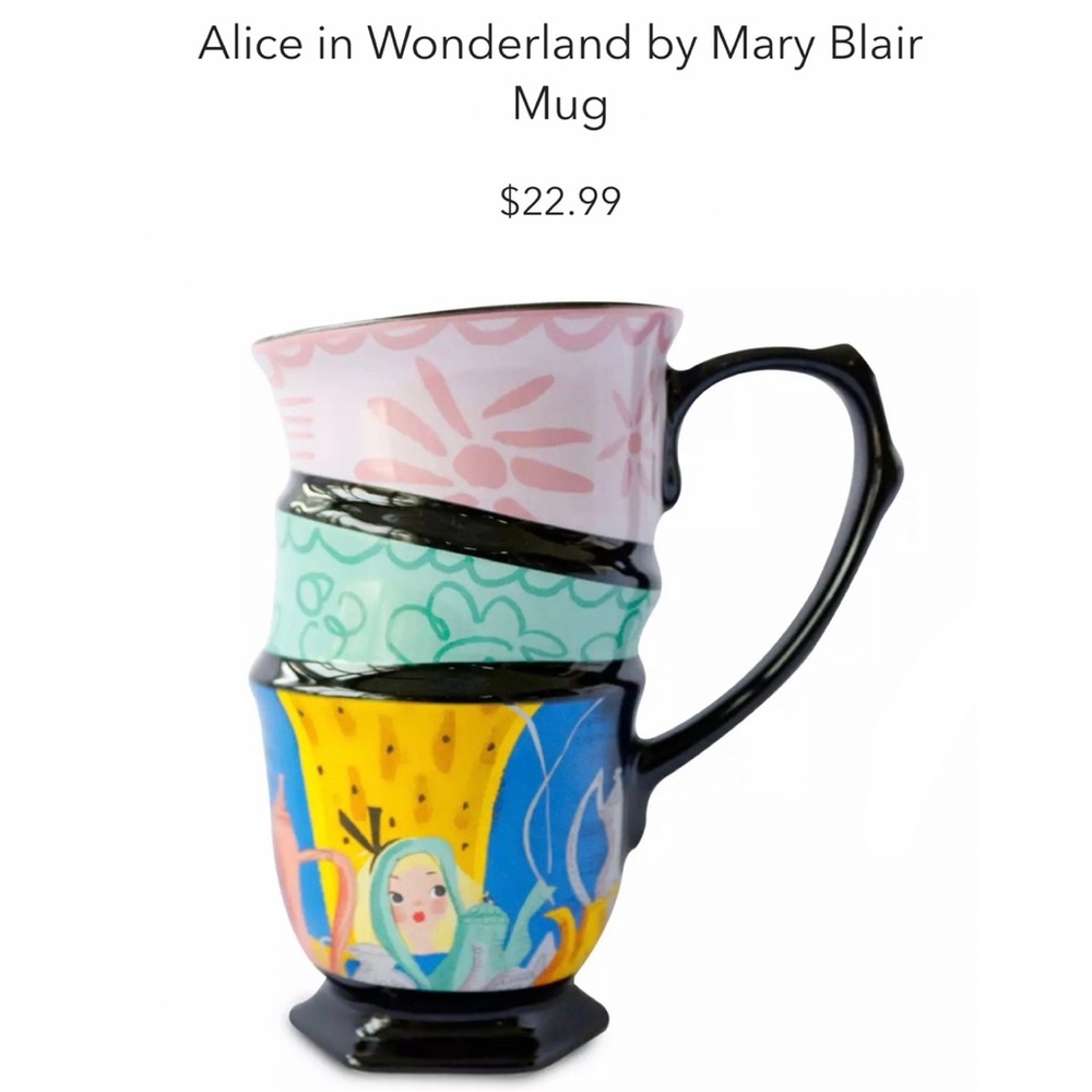 NWOT Disney Alice in Wonderland Mug by Mary Blair